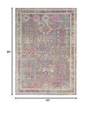 Nourison Passion Bohemian Grey/Multi 3'9" x 5'9" Area -Rug, Easy -Cleaning, Non Shedding, Bed Room, Living Room, Dining Room, Kitchen (4x6)