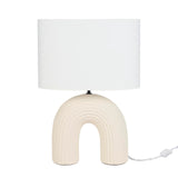 Nourison 21" Off White Textured Arch Table Lamp for Bedroom, Living Room, Console, Entryway