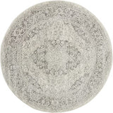 Nourison Tranquil Traditional Ivory/Grey 4' x Round Area -Rug, Easy -Cleaning, Non Shedding, Bed Room, Living Room, Dining Room, Kitchen (4 Round)