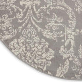 Nourison Jubilant Damask Grey 5'3'' x Round Area-Rug, Easy-Cleaning, Non Shedding, Bed Room, Living Room, Dining Room, Kitchen (5 Round)