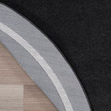 Nourison Essentials Indoor/Outdoor Solid Bordered Black Ivory 6' x Round Area Rug, Easy Cleaning, Non Shedding, Bed Room, Living Room, Dining Room, Backyard, Deck, Patio (6 Round)