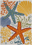 Nourison Aloha Indoor/Outdoor Multicolor 7' x 10' Area Rug, Coastal, Tropical, Easy Cleaning, Non Shedding, Bed Room, Living Room, Deck, Backyard