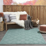 Nourison Easy Care 6' x 9' Fabric Aqua Teal Modern Indoor/Outdoor Rug