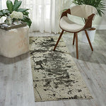 Nourison Maxell Modern Ivory/Grey 2'2" x 7'6" Area -Rug, Easy -Cleaning, Non Shedding, Bed Room, Living Room, Dining Room, Kitchen (2x8)