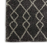 Nourison Geometric Shag Moroccan Charcoal 2'2" x 3'9" Area -Rug, Easy -Cleaning, Non Shedding, Bed Room, Living Room, Dining Room, Kitchen (2x4)