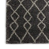 Nourison Geometric Shag Moroccan Charcoal 2'2" x 3'9" Area -Rug, Easy -Cleaning, Non Shedding, Bed Room, Living Room, Dining Room, Kitchen (2x4)