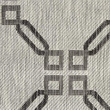 Nourison Garden Party Ivory/Charcoal 5'3" x Round Area Rug, Traditional, Trellis, Bed Room, Living Room, Dining Room, Kitchen, Easy Cleaning, Non Shedding, (5' Round)