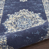 Nourison Grafix Navy Blue 2'3" x 12' Area Rug Easy Clean, Non Shedding, Bed Room, Living Room, Dining Room, Kitchen (12' Runner)