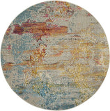 Nourison Celestial Modern Abstract Sealife 5'3" x Round Area -Rug, Easy -Cleaning, Non Shedding, Bed Room, Living Room, Dining Room, Kitchen (5 Round)