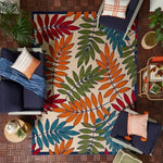 Nourison Aloha Indoor/Outdoor Multicolor 7'10" x 10'6" Area Rug, Tropical, Botanical, Easy-Cleaning, Non-Shedding, Bed Room, Kitchen, Living Room, Deck, Backyard, (8' x 11')