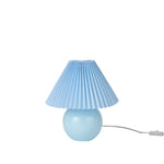 Nourison 13" Light Blue Ceramic Round Lamp with Pleated Shade for Bedroom, Living Room, Console, Entryway (Pack of 1)