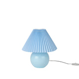 Nourison 13" Light Blue Ceramic Round Lamp with Pleated Shade for Bedroom, Living Room, Console, Entryway (Pack of 1)