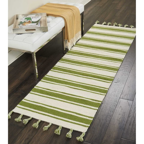 Nourison Solano Bohemian Ivory/Green 2'2" x 7'6" Area -Rug, Easy -Cleaning, Non Shedding, Bed Room, Living Room, Dining Room, Kitchen (2x8)