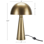 Nourison 16" Antique Gold Metal Mushroom Table Lamp, Modern, Retro, Desk Light for Bedroom, Dining, Office, Entryway
