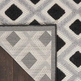 Nourison Aloha Indoor/Outdoor Black White 3 ft. 6 in. x 5 ft. 6 in. Area Rug, Outdoor, Modern, Geometric, Stain Resistant, Easy Cleaning, Patio, Backyard, Kitchen, Deck, Living Room, (4'x6')