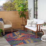 Nourison Aloha Indoor/Outdoor Navy Multicolor 3'6" x 5'6" Area Rug, Easy Cleaning, Non Shedding, Bed Room, Living Room, Dining Room, Backyard, Deck, Patio (4x6)
