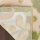Nourison Aloha Indoor/Outdoor Ivory Green 2' x 6' Area Rug, Easy-Cleaning, Non Shedding, Bed Room, Living Room, Dining Room, Backyard, Patio, Deck (2x6)