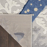 Nourison Aloha Indoor/Outdoor Blue/Grey 2'3" x 8' Area Rug, Coastal, Tropical, Easy Cleaning, Non Shedding, Bed Room, Living Room, Deck, Backyard, (8' x Runner)