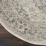 Nourison Tranquil Traditional Ivory/Grey 4' x Round Area -Rug, Easy -Cleaning, Non Shedding, Bed Room, Living Room, Dining Room, Kitchen (4 Round)