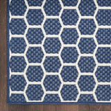 Nourison Reversible Indoor Outdoor Geometric Navy 5' x 7' Area Rug, Easy Clean, Non Shedding, Bed Room, Living Room, Dining Room, Kitchen (5x7)