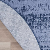 Nourison Essentials 48" Round Contemporary Indoor/Outdoor Rug in Denim Blue