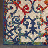 Nourison Aloha Indoor/Outdoor Multicolor 3' x 5' Area Rug, Transitional, French Country, Easy Cleaning, Non Shedding, Bed Room, Kitchen, Living Room, Deck, Backyard