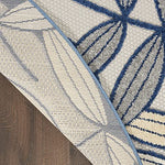 Nourison Aloha Indoor/Outdoor Ivory/Navy 4' x Round Area Rug, Easy Cleaning, Non Shedding, Bed Room, Living Room, Dining Room, Backyard, Deck, Patio (4 Round)