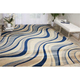 Nourison Somerset Striped Ivory/Blue 2' x 2'9' Area-Rug, Easy-Cleaning, Non Shedding, Bed Room, Living Room, Dining Room, Kitchen (2x3)