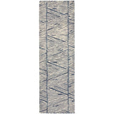 Nourison Vail Abstract White Blue 2'3" x 7'6" Area -Rug, Easy -Cleaning, Non Shedding, Bed Room, Living Room, Dining Room, Kitchen (2x8)