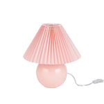 Nourison 13" Pink Ceramic Round Lamp with Pleated Shade for Bedroom, Living Room, Console, Entryway