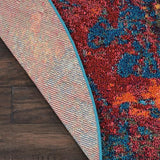 Nourison Celestial Red/Blue Atlantic 4' x Round Area -rug, Contemporary, Abstract, Easy -cleaning, Non Shedding, Bed Room, Living Room, Dining Room, Kitchen, (4' Round)
