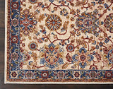 Nourison Reseda Traditional Cream 2'3'' x 7'6'' Area-Rug, Easy-Cleaning, Non Shedding, Bed Room, Living Room, Dining Room, Kitchen (2x8)