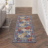 Nourison Grafix Multicolor 2'3" x 7'6" Area -Rug, Moroccan, Bordered, Bed Room, Living Room, Dining Room, Kitchen, Easy -Cleaning, Non Shedding, (8' Runner)
