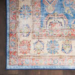 Nourison Fulton Traditional Blue/Ivory 2'3" x 7'6" Area Rug, Easy Clean, Non Shedding, Bed Room, Living Room, Dining Room, Kitchen (2x8)