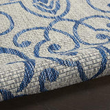 Nourison Garden Party Ivory Blue 5' Round Area Rug , 5'3" x Round