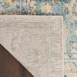 Nourison Astra Machine Washable Traditional Beige Blue 2'2" x 10' Area -Rug, Easy -Cleaning, Non Shedding, Bed Room, Living Room, Dining Room, Kitchen (2x10)