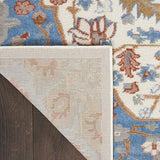 Nourison Elation Floral Ivory Blue 4' x 6' Area Rug, Easy-Cleaning, Non Shedding, Bed Room, Living Room, Dining Room, Kitchen (4x6)