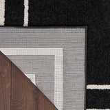 Nourison Essentials Indoor/Outdoor Solid Bordered Black Ivory 2' x 6' Area Rug, Easy Cleaning, Non Shedding, Bed Room, Living Room, Dining Room, Backyard, Deck, Patio (2x6)