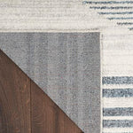 Nourison Astra Machine Washable Geometric Ivory Blue 4' x 6' Area Rug, Easy Clean, Non Shedding, Bed Room, Living Room, Dining Room, Kitchen (4x6)