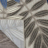 Nourison Aloha Indoor/Outdoor Grey/Blue 9'6" x 13' Area Rug, Easy Cleaning, Non Shedding, Bed Room, Living Room, Dining Room, Backyard, Deck, Patio (10x13)