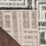 Nourison Serenity Home Geometric Grey Ivory 3'11" x 5'11" Area -Rug, Easy -Cleaning, Non Shedding, Bed Room, Living Room, Dining Room, Backyard, Deck, Patio (4x6)