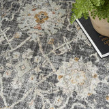 Nourison Oushak Home 4' x 6' Charcoal Fabric Vintage Indoor Rug