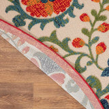 Nourison Aloha Indoor/Outdoor Red Multicolor 5'3" x Round Area -Rug, Easy -Cleaning, Non Shedding, Bed Room, Living Room, Dining Room, Backyard, Deck, Patio (5 Round)