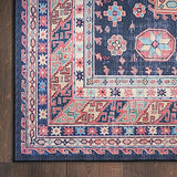 Nourison Vintage Home Bohemian Navy 6' x 9' Area -Rug, Easy -Cleaning, Non Shedding, Bed Room, Living Room, Dining Room, Backyard, Deck, Patio (6x9)