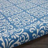 Nourison Grafix Damask Blue 8' x Round Area Rug, Easy Cleaning, Non Shedding, Bed Room, Living Room, Dining Room, Kitchen (8 Round)