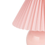 Nourison 13" Pink Ceramic Round Lamp with Pleated Shade for Bedroom, Living Room, Console, Entryway