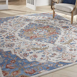 Nourison Elation Floral Ivory Blue 7'10" x 9'10" Area Rug, Easy-Cleaning, Non Shedding, Bed Room, Living Room, Dining Room, Kitchen (8x10)