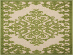 Nourison Aloha Indoor/Outdoor Green 2'8" x 4' Area-Rug, Tropical, Botanical, Easy-Cleaning, Non Shedding, Bed Room, Living Room, Dining Room, Deck, Backyard, Patio (3x4)