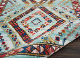 Nourison Tribal Decor Tribal Aqua 3'11'' x 6'2'' Area--Rug, Easy--Cleaning, Non Shedding, Bed Room, Living Room, Dining Room, Kitchen (4x6)
