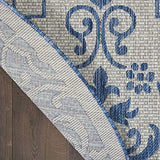 Nourison Garden Party Ivory Blue 5' Round Area Rug , 5'3" x Round